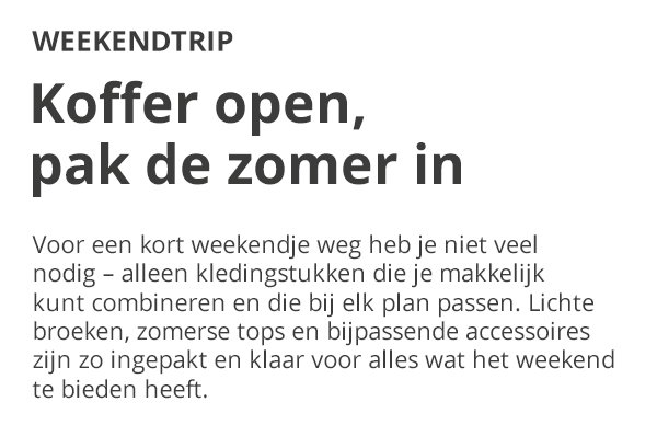 Weekendtrip - Koffer open, pak de zomer in