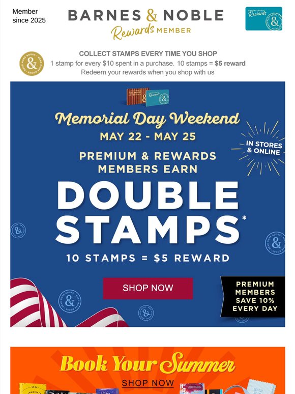 Book Your Summer: Double Stamps Continue