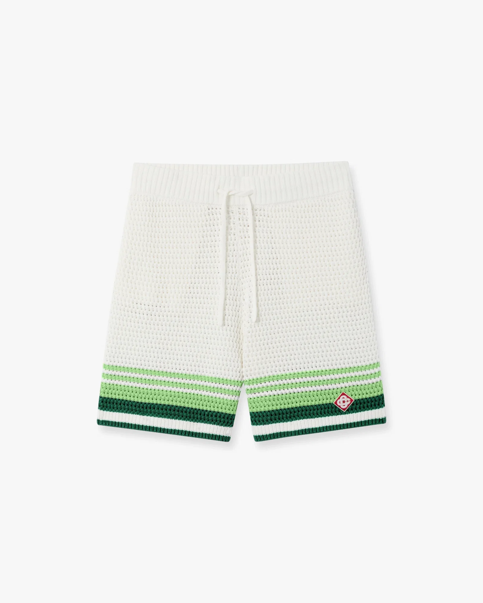 Image of Green & White Tennis Stripe Crochet Shorts