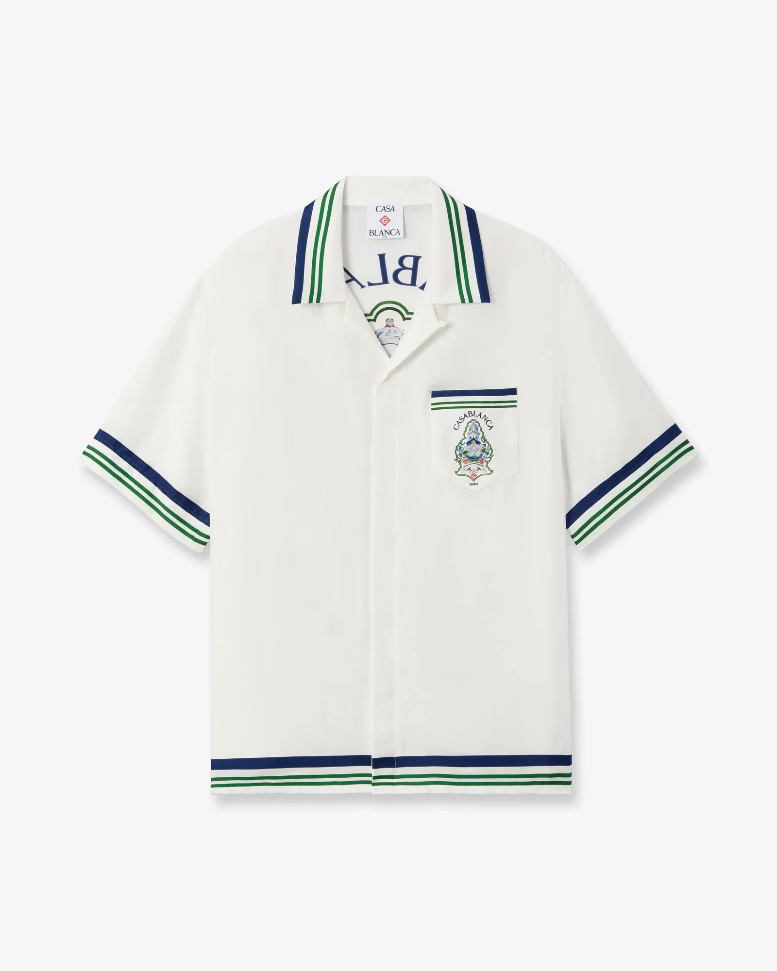 Image of White Hotel Emblem Short Sleeve Silk Shirt