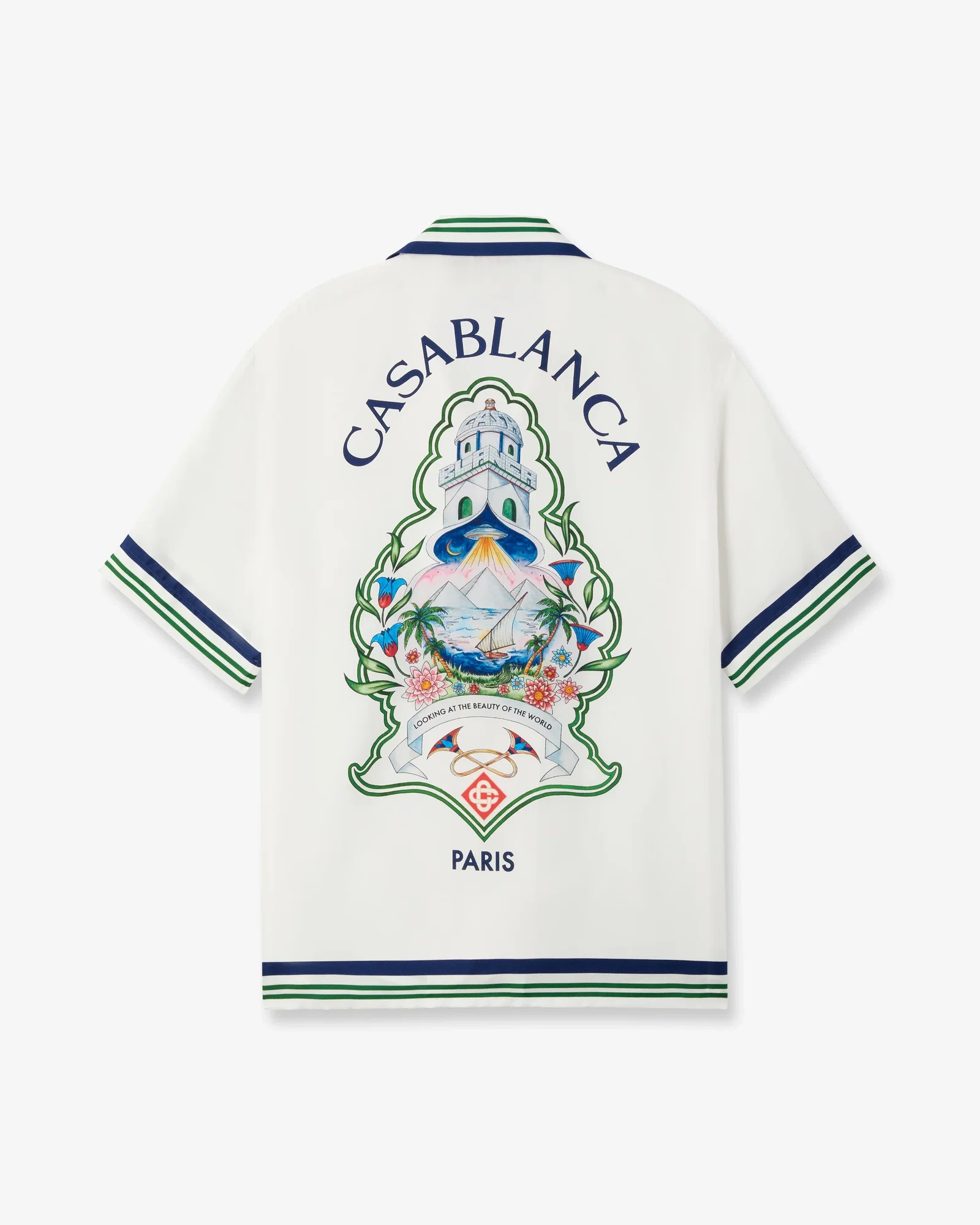 Image of White Hotel Emblem Short Sleeve Silk Shirt
