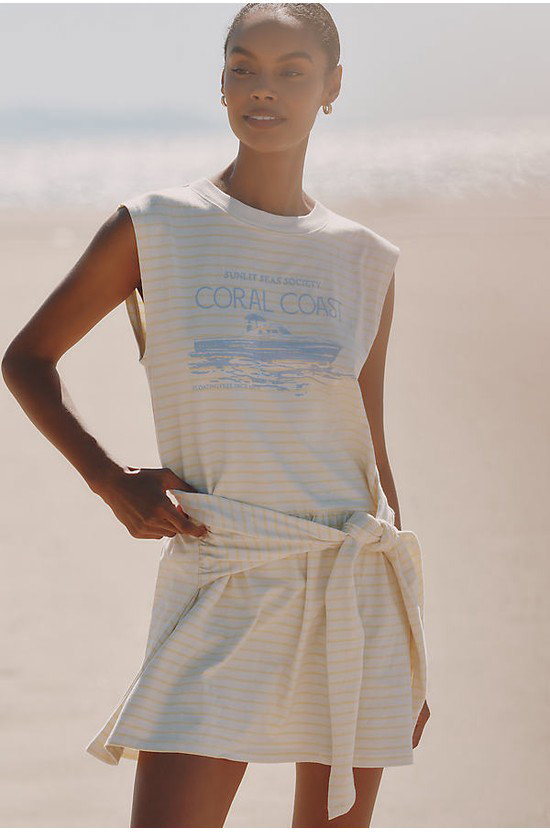 Celandine 100% Cotton Knotted Tee Mini Dress