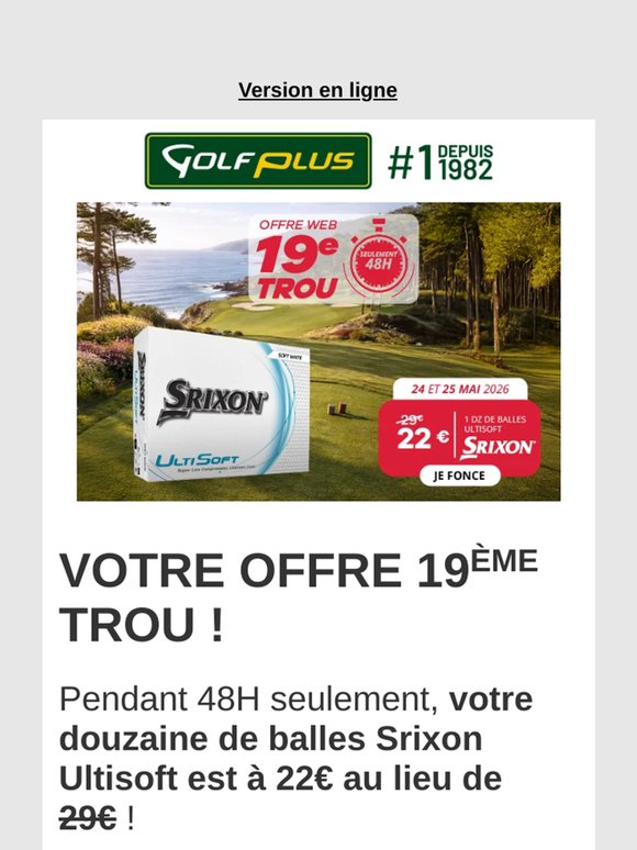 Offre exclusive - Votre douzaine de balles Srixon Ultisoft à 22€ !