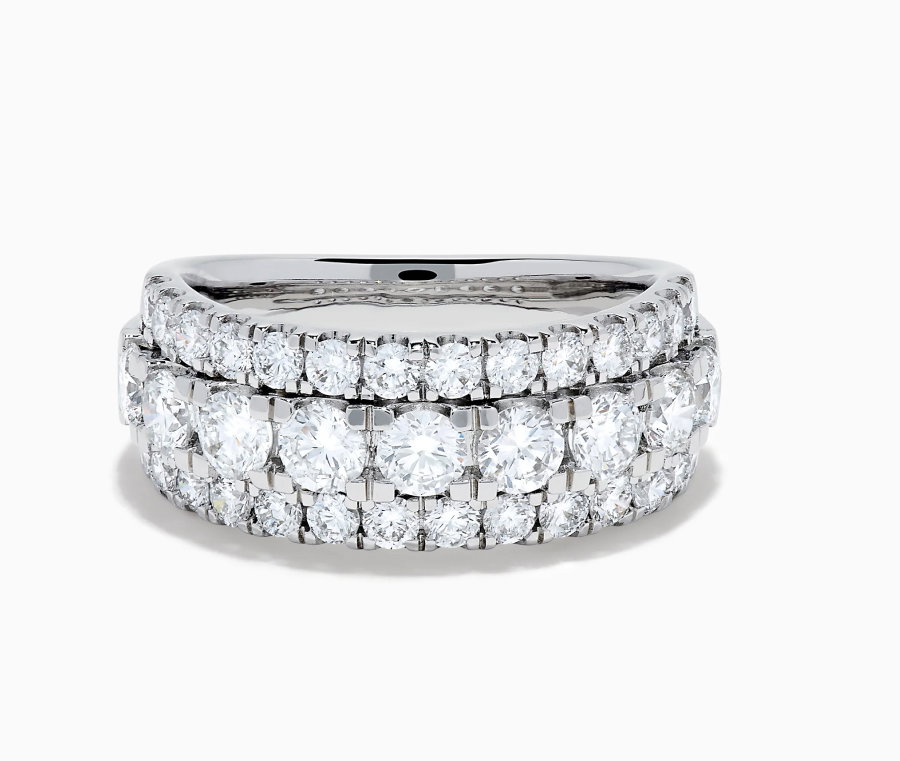 Lab Grown Round Diamond Wide Band in 14K White Gold