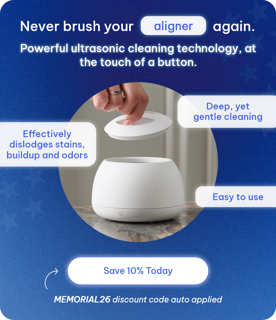 Never brush your retainer again. Powerful ultrasonic cleaning technology, at the touch of a button. [Save 10% Today] MEMORIAL26 discount code auto applied