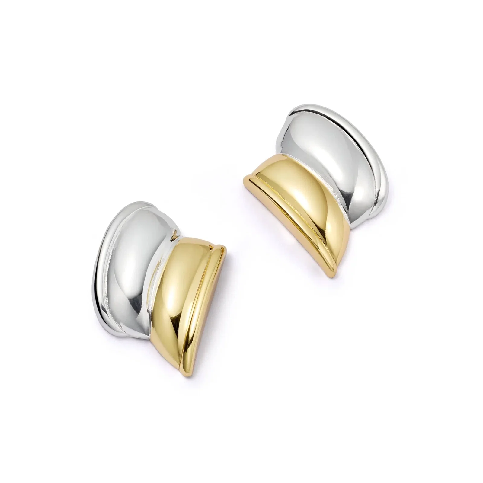 Image of Polly Cuff Mixed Metal Stud Earrings 18ct Gold Plate