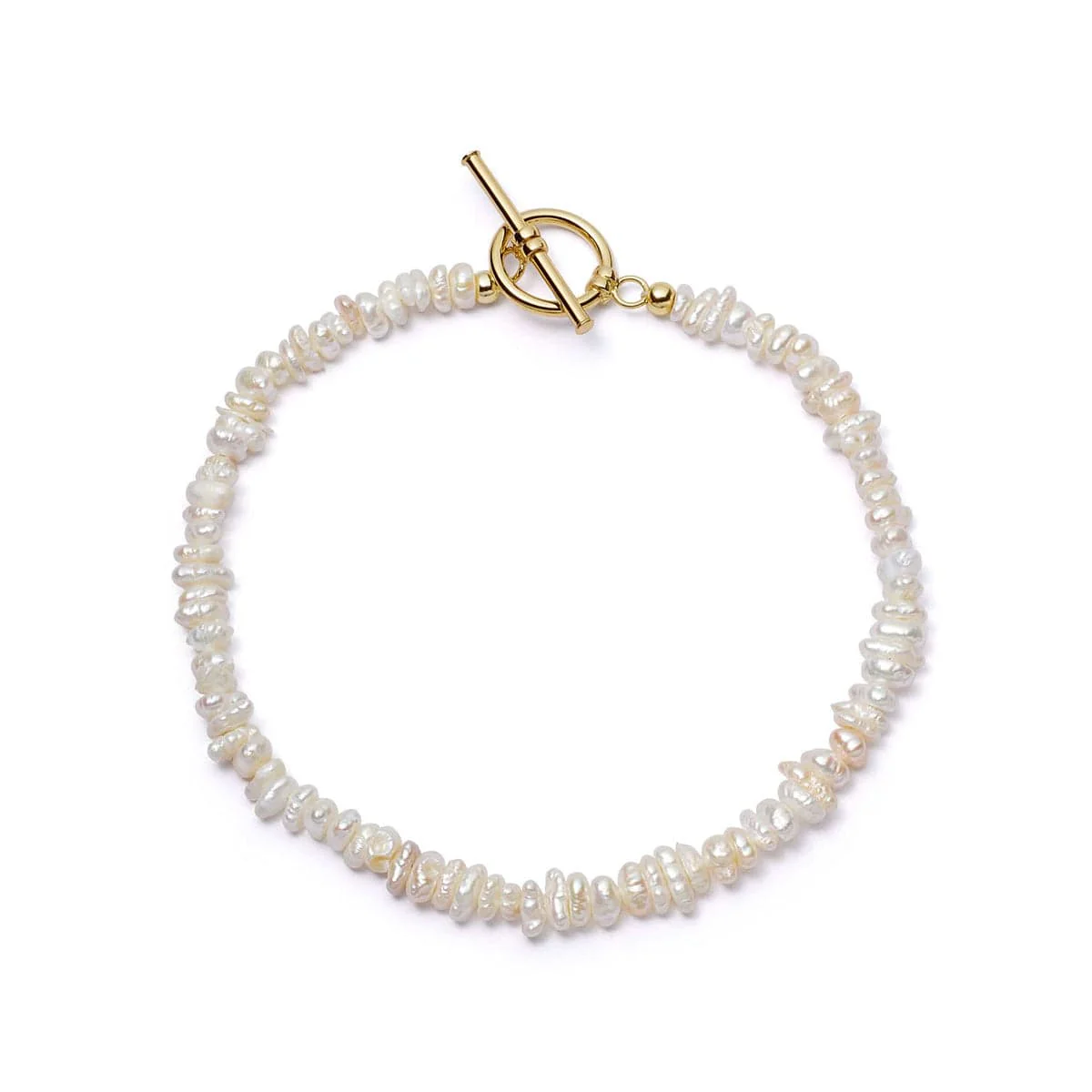 Image of Polly Beach Pearl T Bar Bracelet 18ct Gold Plate