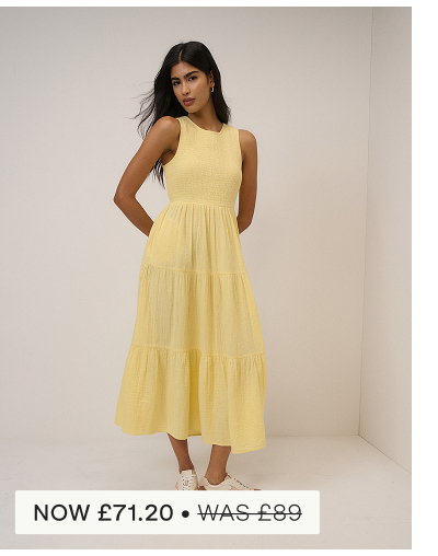 Yellow Sleeveless Tiered Charlie Midi Dress