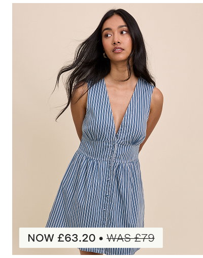 Blue Denim Pinstripe Starlight Mini Dress