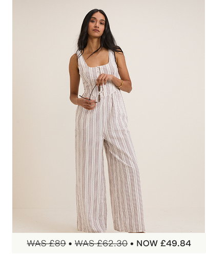 White Pinstripe Cora Jumpsuit