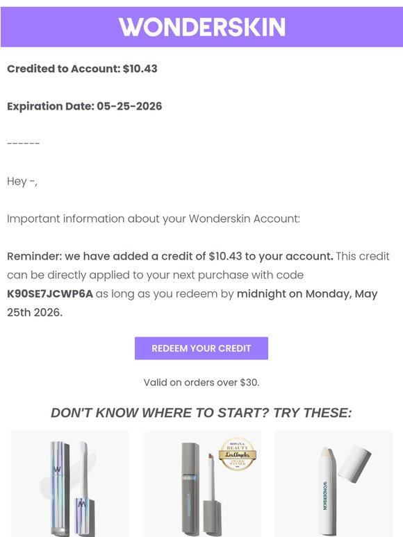 Account Update: Your Credit Expires Tomorrow