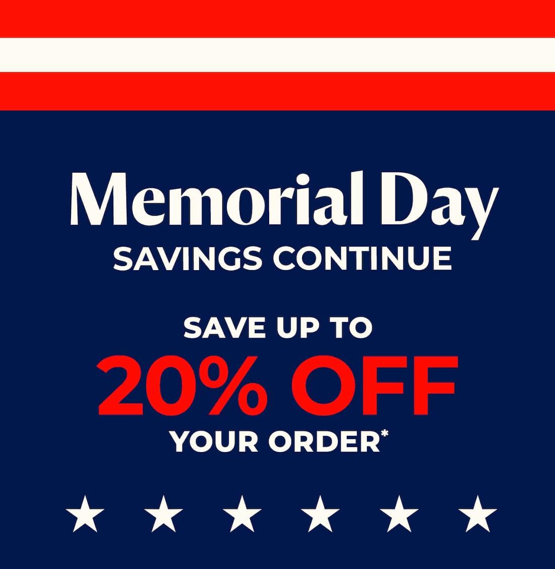 up to 20% off your order