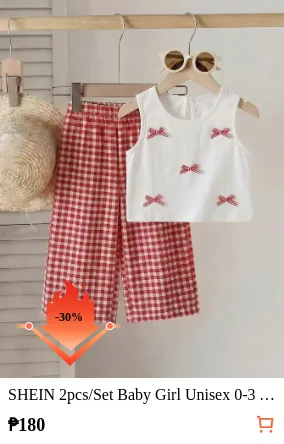 SHEIN 2pcs/Set Baby Girl Unisex 0...