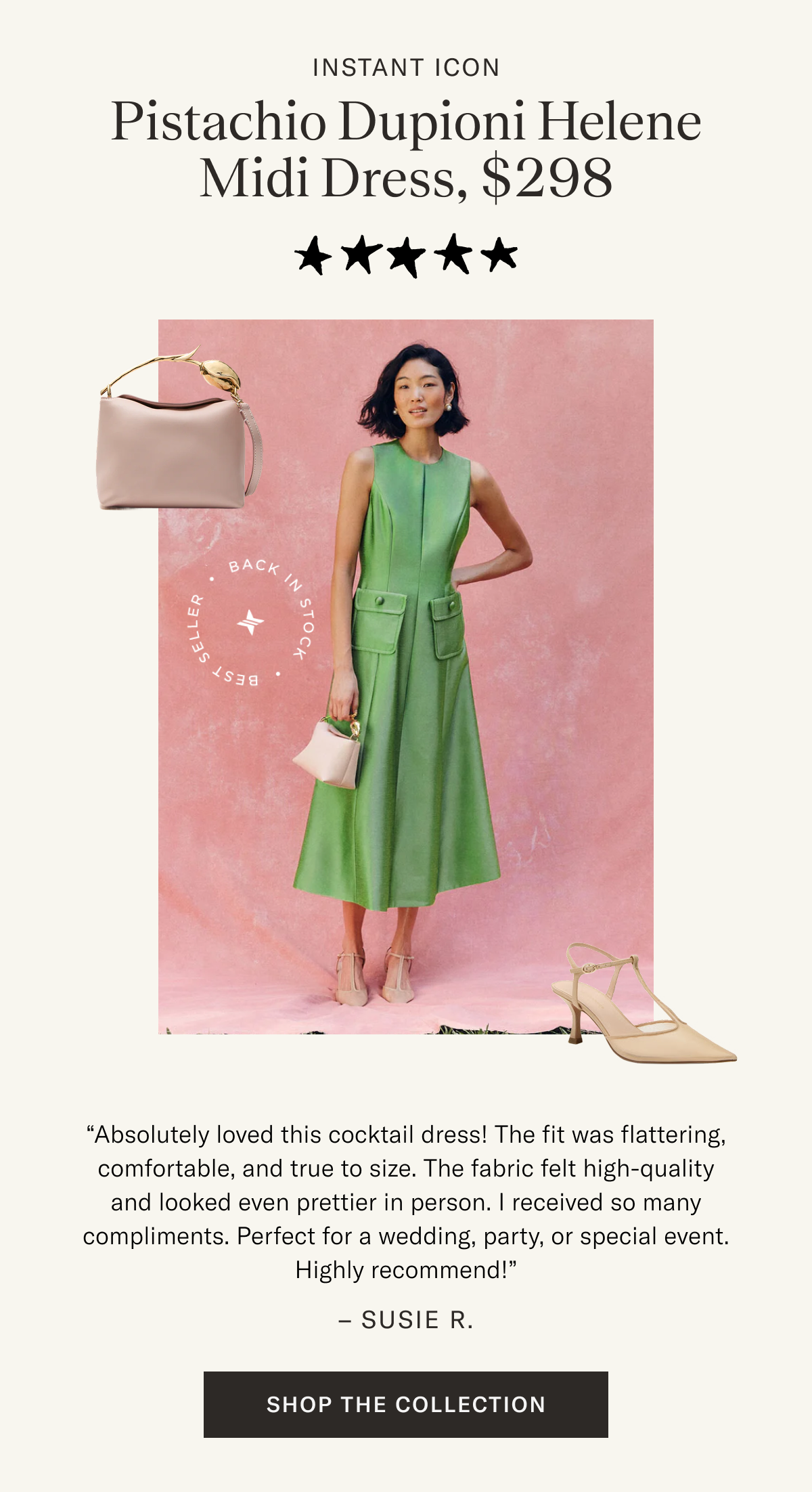 Pistachio Dupioni Helene Midi Dress