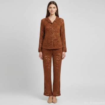 Brown Floral Lace Giselle Shir