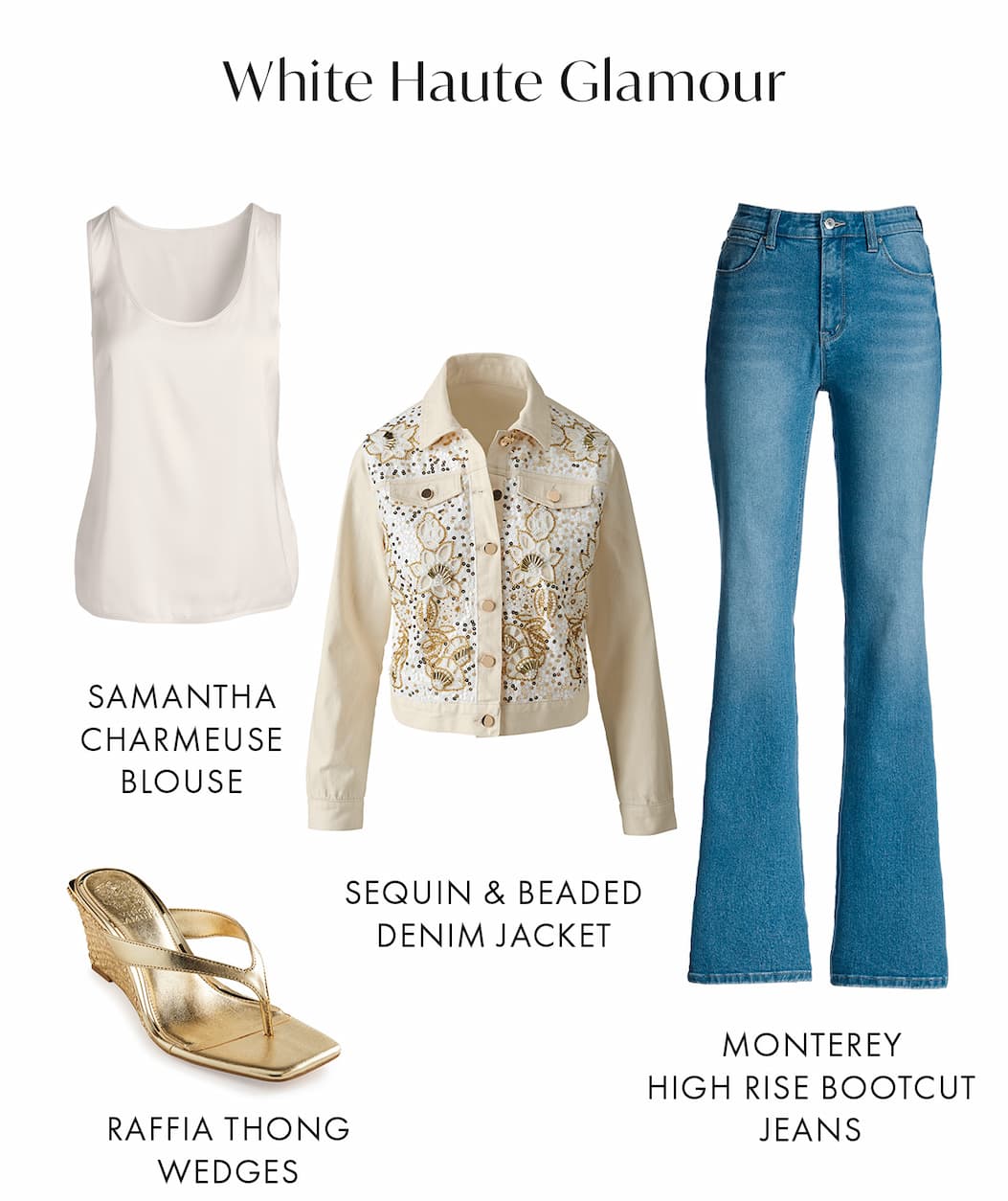 Mixed Metal Sequin and Beaded Denim Jacket