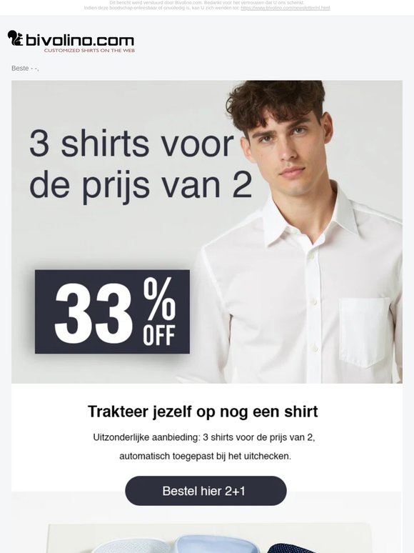 Laatste oproep : 3for2 - Drie overhemden voor de prijs van twee