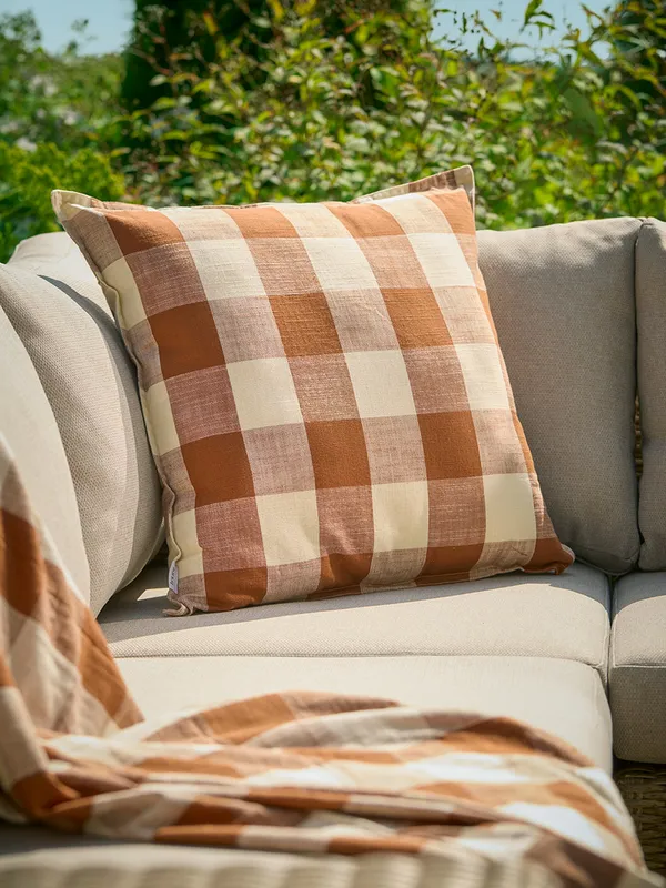Gingham Indoor Outdoor Cushion - Terracotta