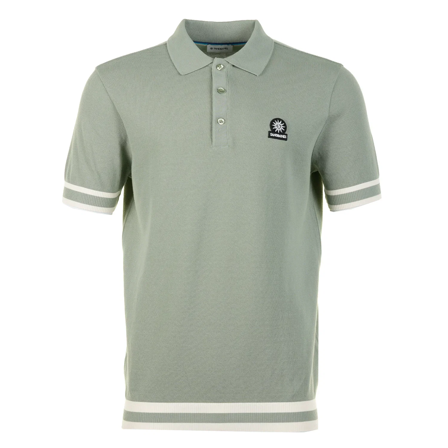 Image of Short Sleeve Stripe Hem Polo Shirt Sage