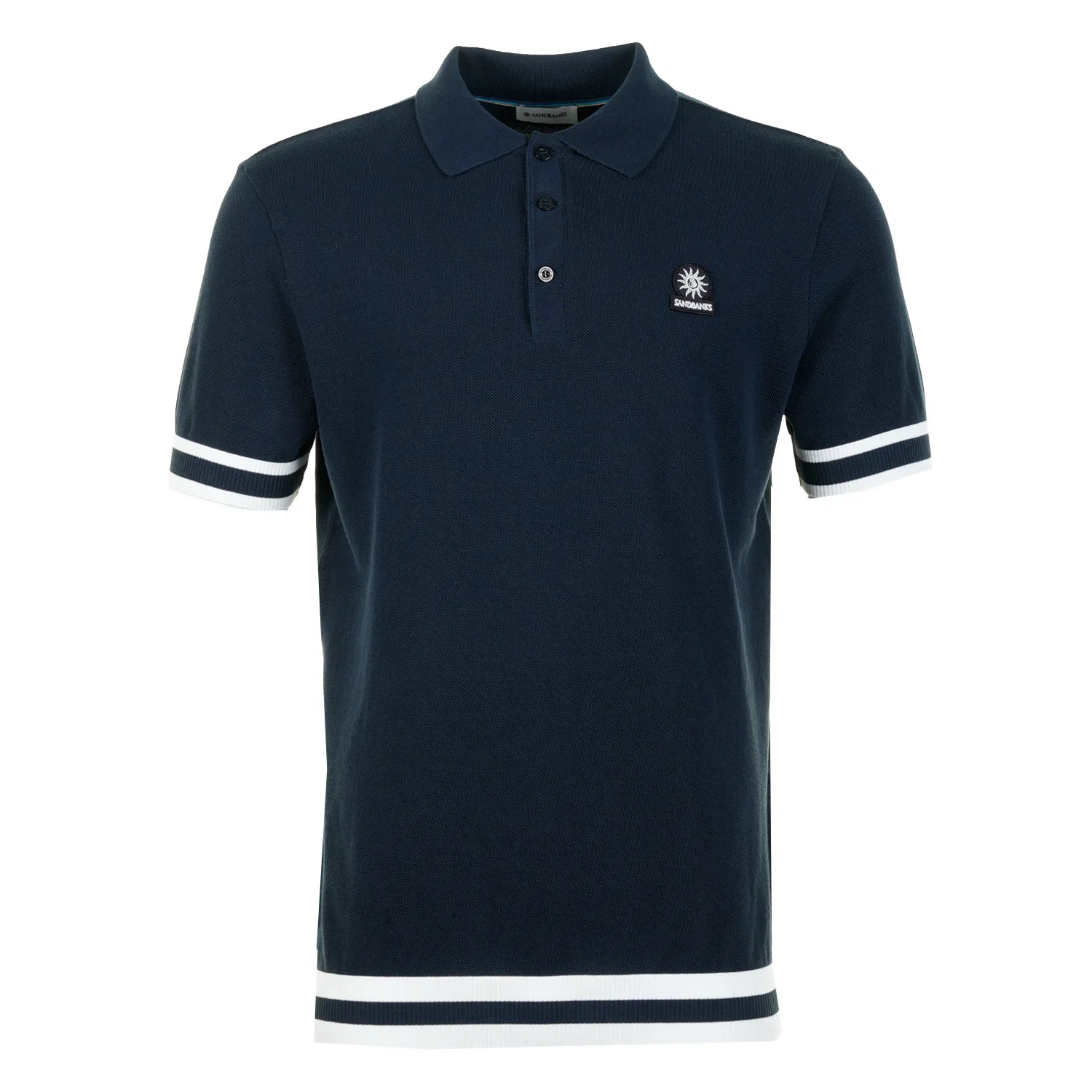 Image of Short Sleeve Stripe Hem Polo Shirt Navy