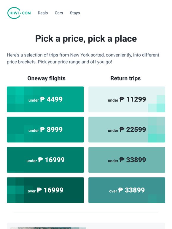 Flights from New York start at less than ₱ 4499!