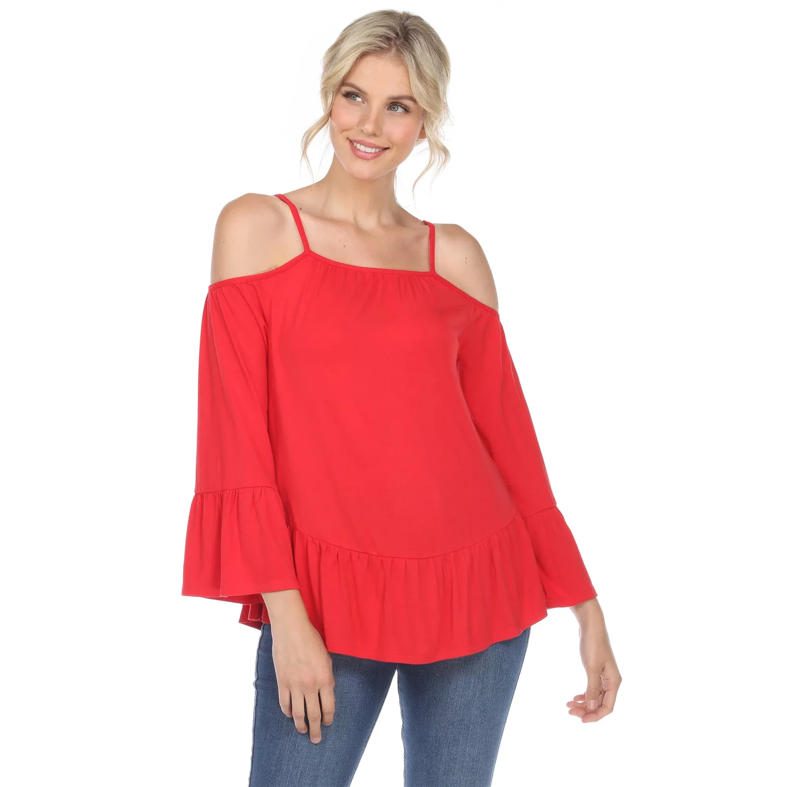 Image of Cold Shoulder Ruffle Sleeve Top