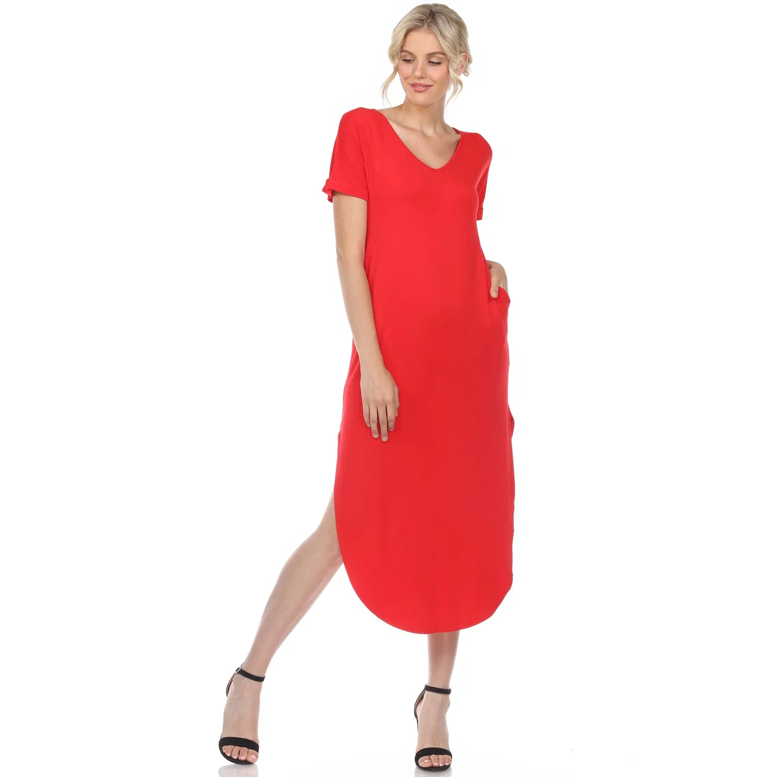 Image of Short Sleeve V-neck Maxi Dress