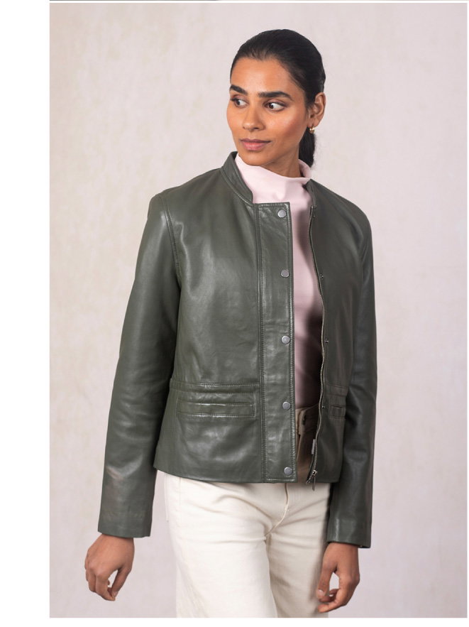 Keisley Leather Jacket Green