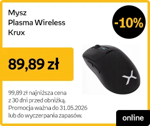 Mysz Plasma Wireless, Krux -10% | 89,89 zł | 99,89 zł najniższa cena z 30 dni przed obniżką | Promocja ważna do 31.05.2026 lub do wyczerpania zapasów | online