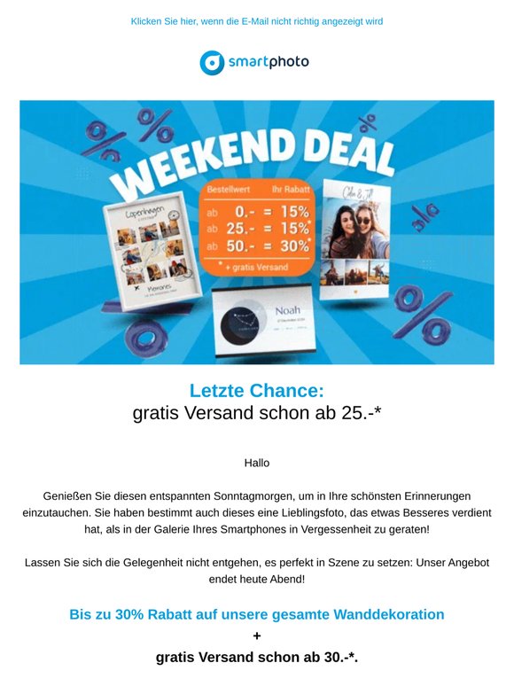 🖼️ Noch heute: Bis zu 30% Rabatt auf Ihre neue Wanddeko + gratis Versand ab 25.-!