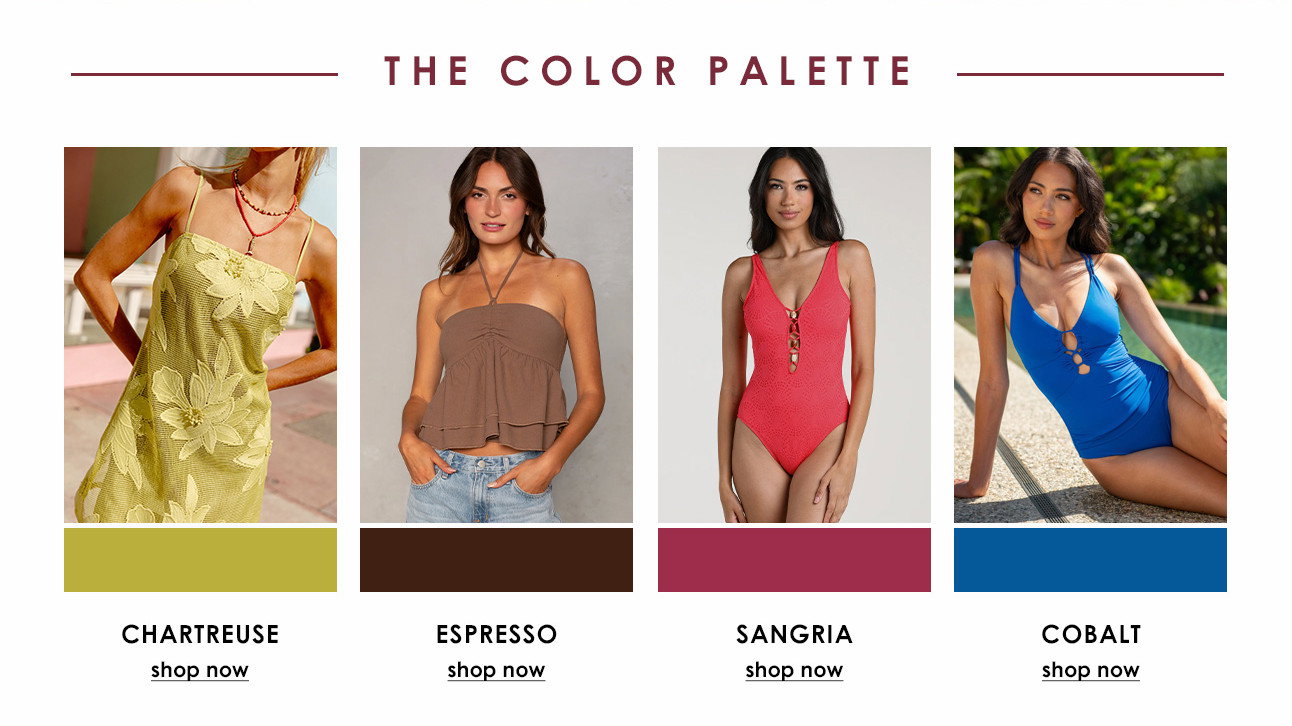 THE COLOR PALETTE - CHARTREUSE / ESPRESSO / SANGRIA / COBALT