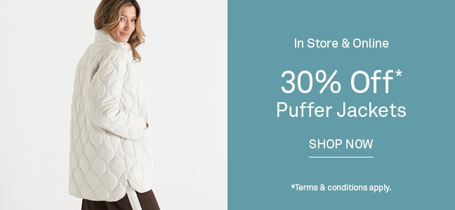 30% Off Puffer Jackets