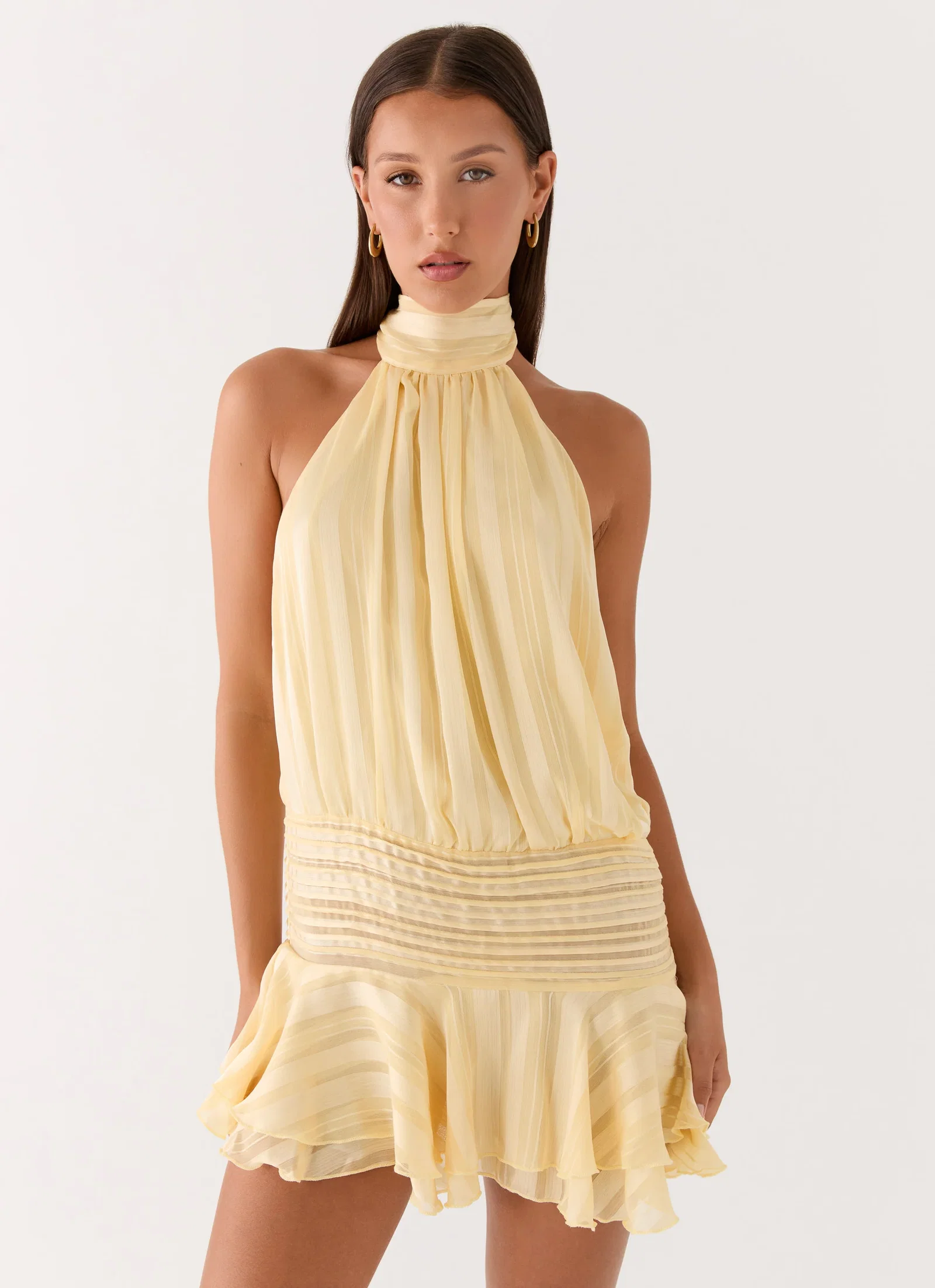 Image of Willow Chiffon Mini Dress - Yellow