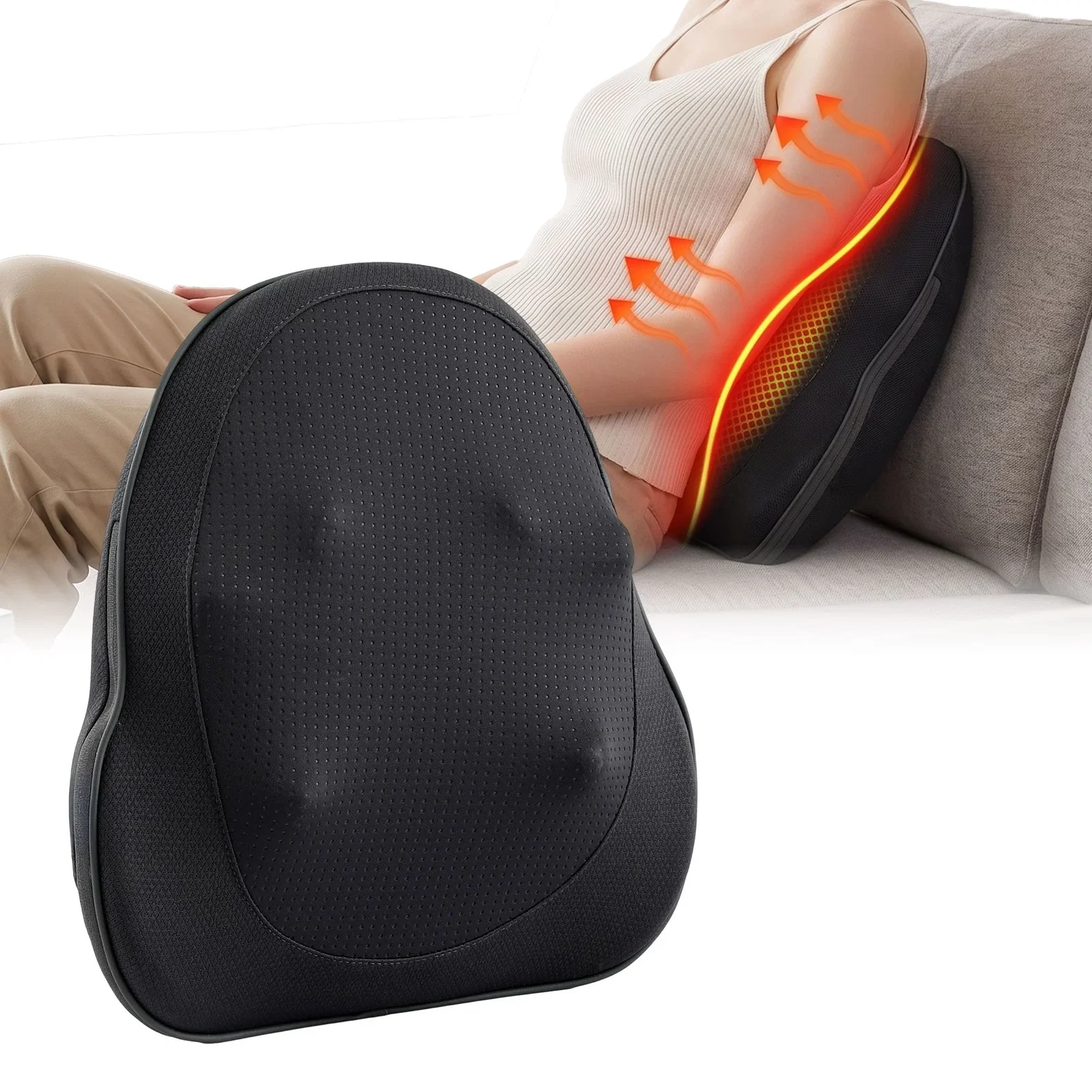 Livemor Back Massager with Heat, Cordless Electric Neck & Shoulder Massager Pillow, 3-Speed Deep Tissue Kneading for Lumbar, Thigh & Calf, Portable Muscle Relief for Home &
Office Use