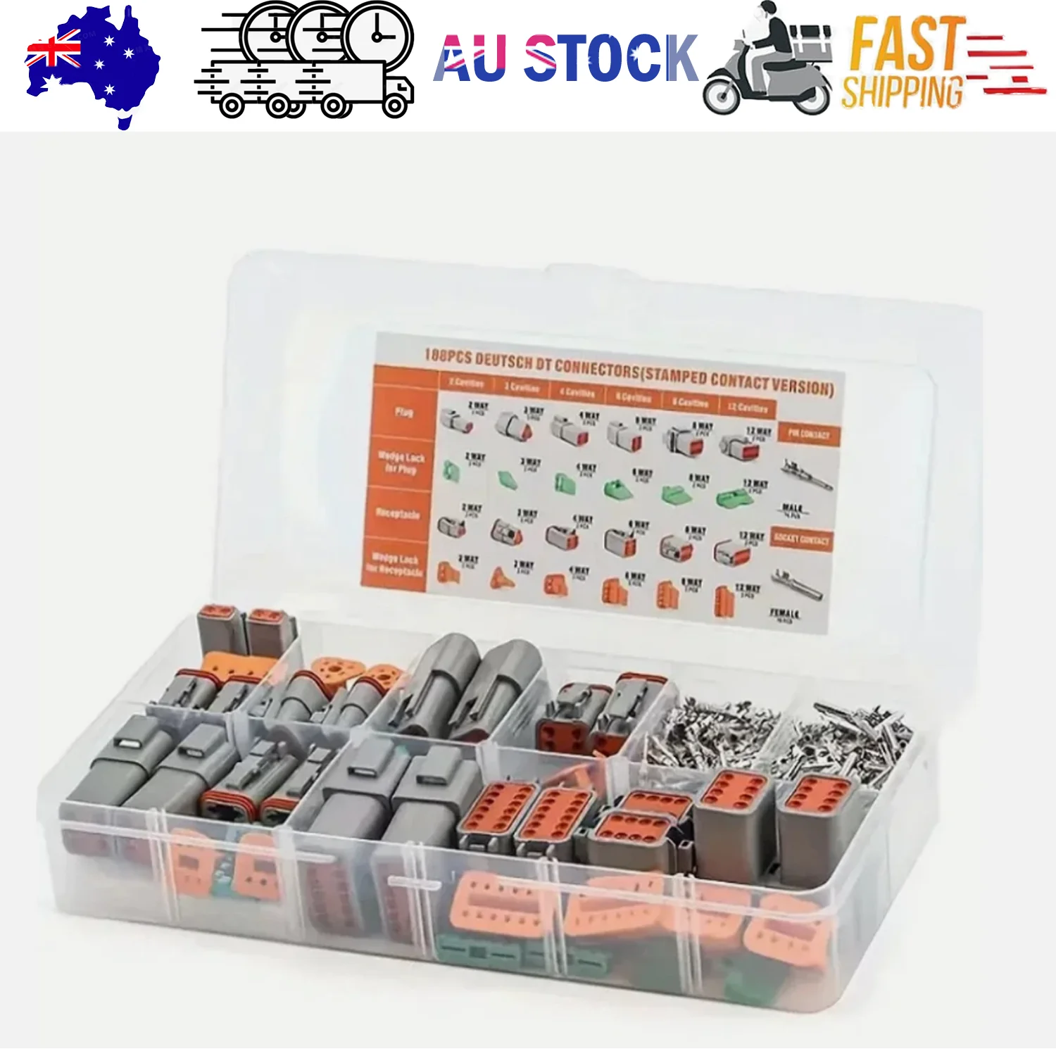 188pcs Deutsch DT Series Connector Assortment 2/3/4/6/8/12 pin 2 Pair each