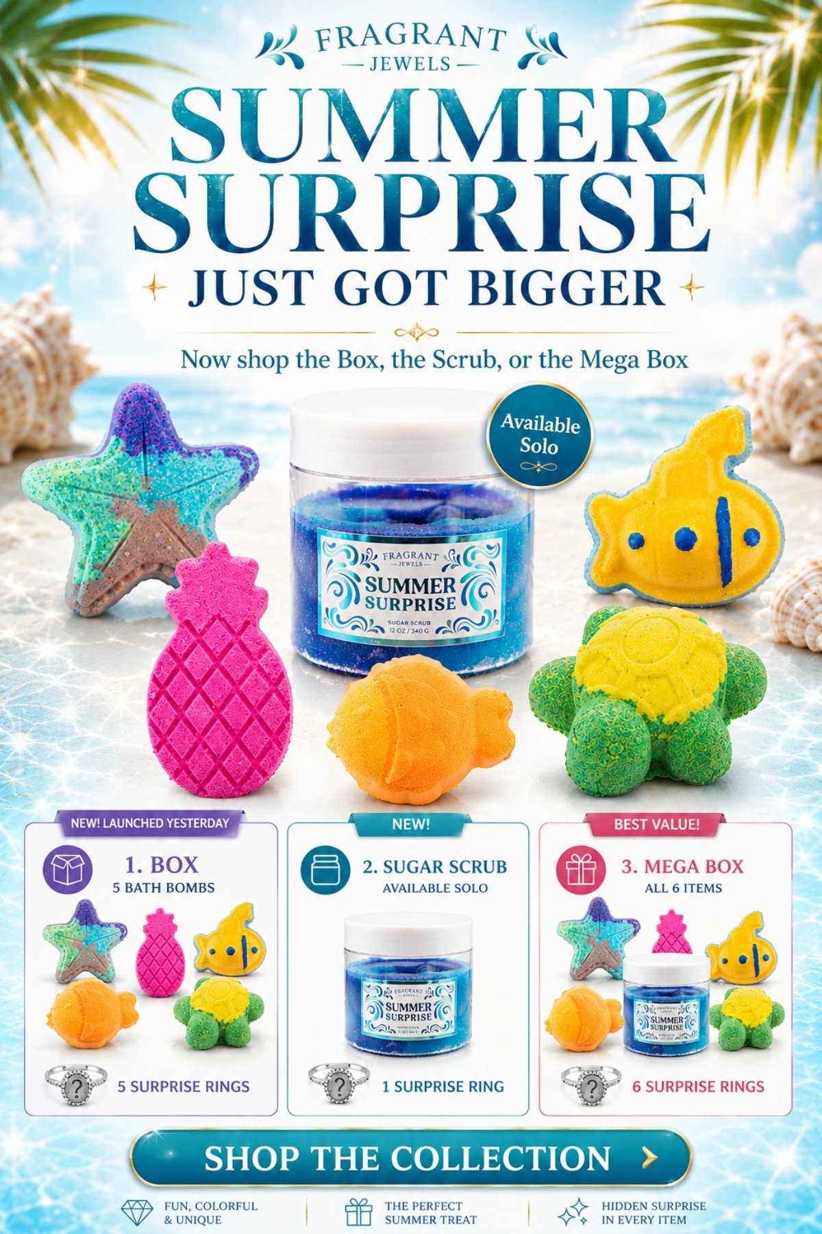 FJ Summer Surprise Just Got Bigger: Now Shop the Box, the Scrub, or the Mega Box - Tap to Shop the Collection Now