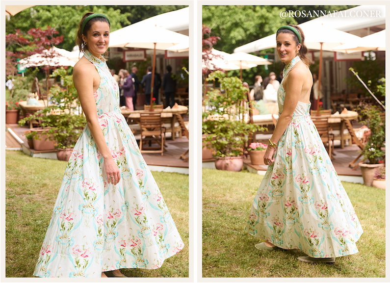 Floral Ribbon Cotton Halter Ankle Gown