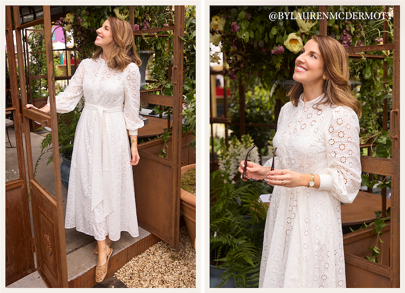 Romilly Cotton Broderie Long Sleeve Shirt Dress