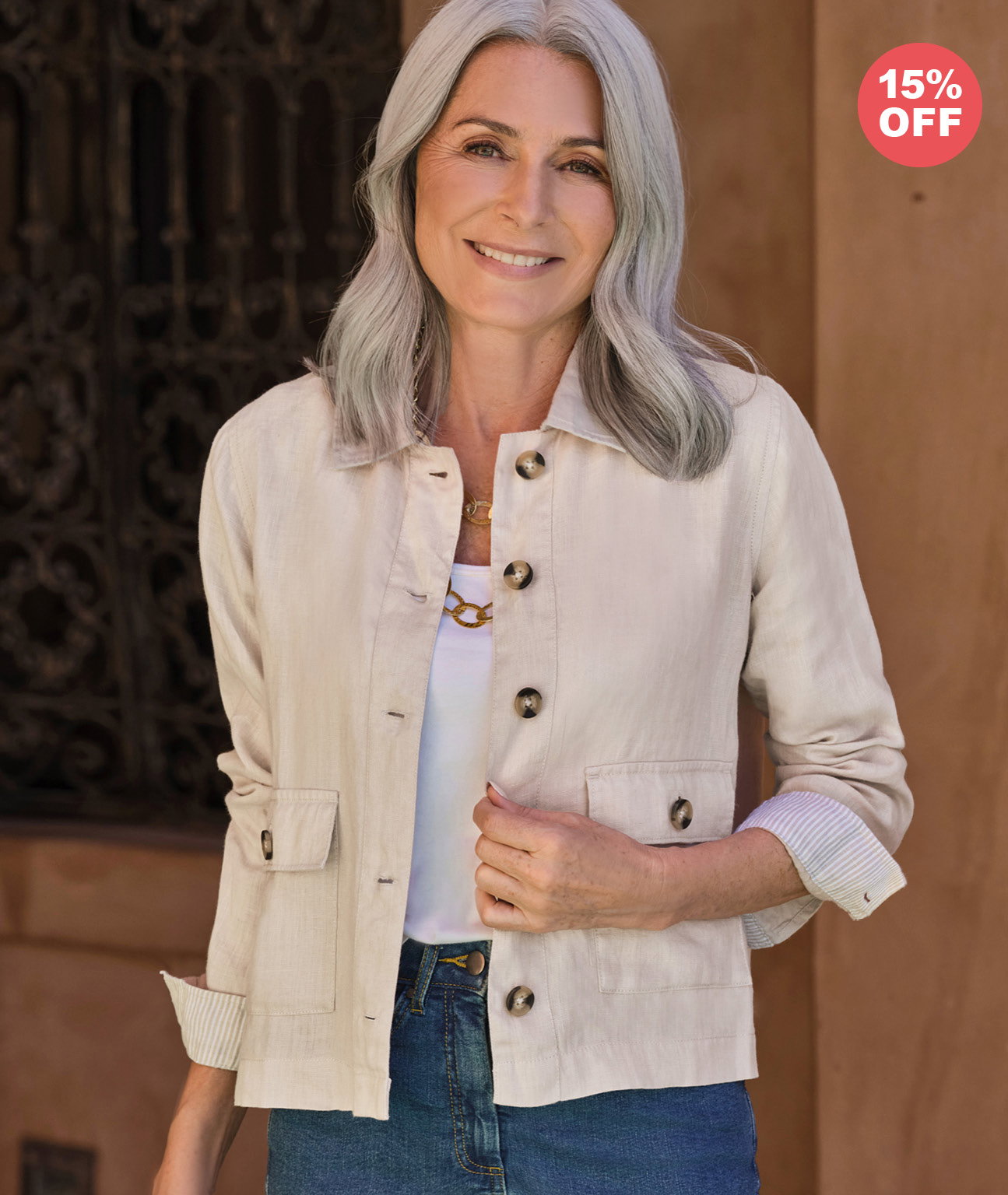 Collared Lightweight Linen Jacket