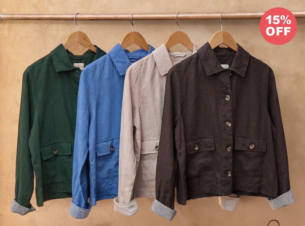 Collared Lightweight Linen Jacket