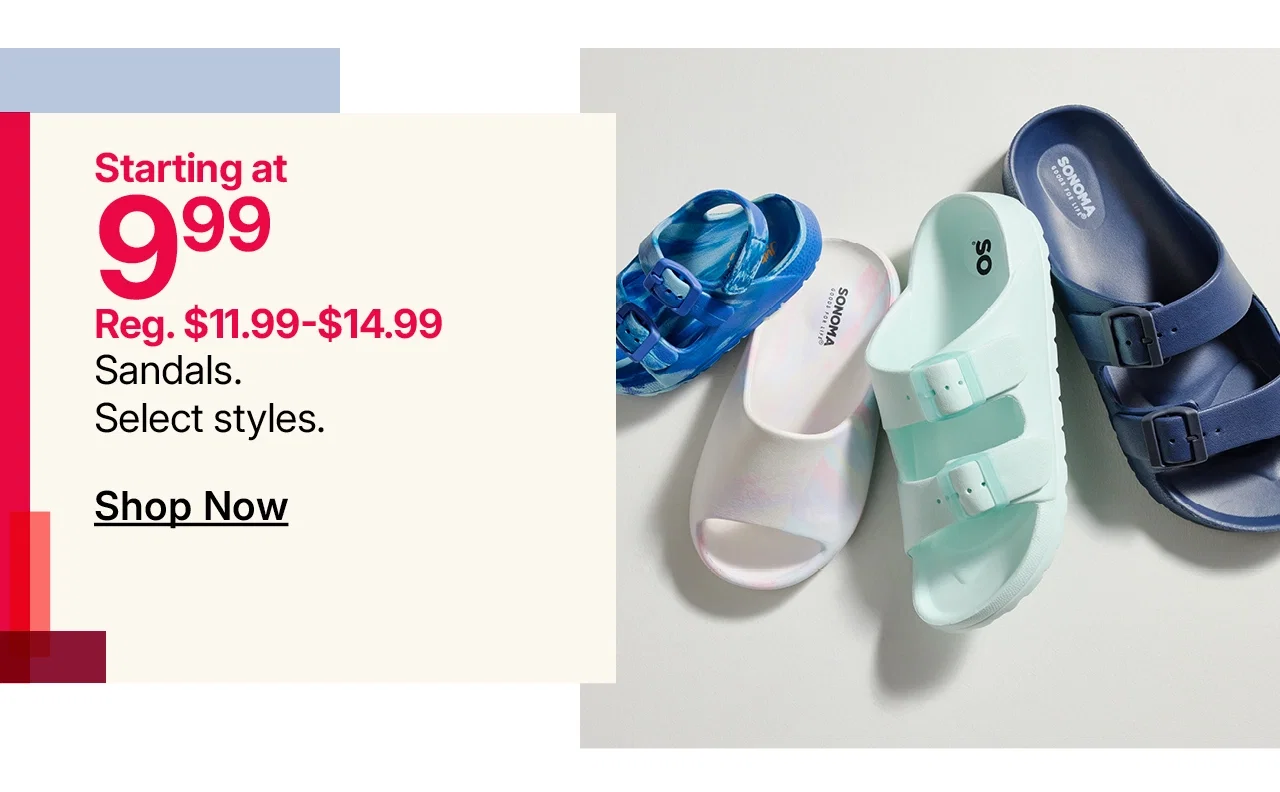 starting at $9.99 sandals