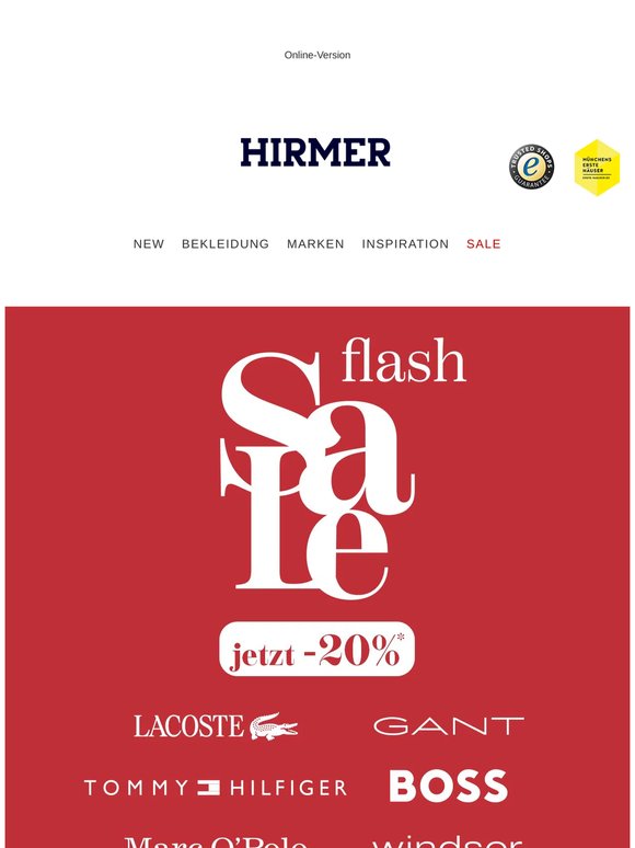 🔥 -20% auf BOSS, Tommy Hilfiger, GANT, Lacoste & Co.