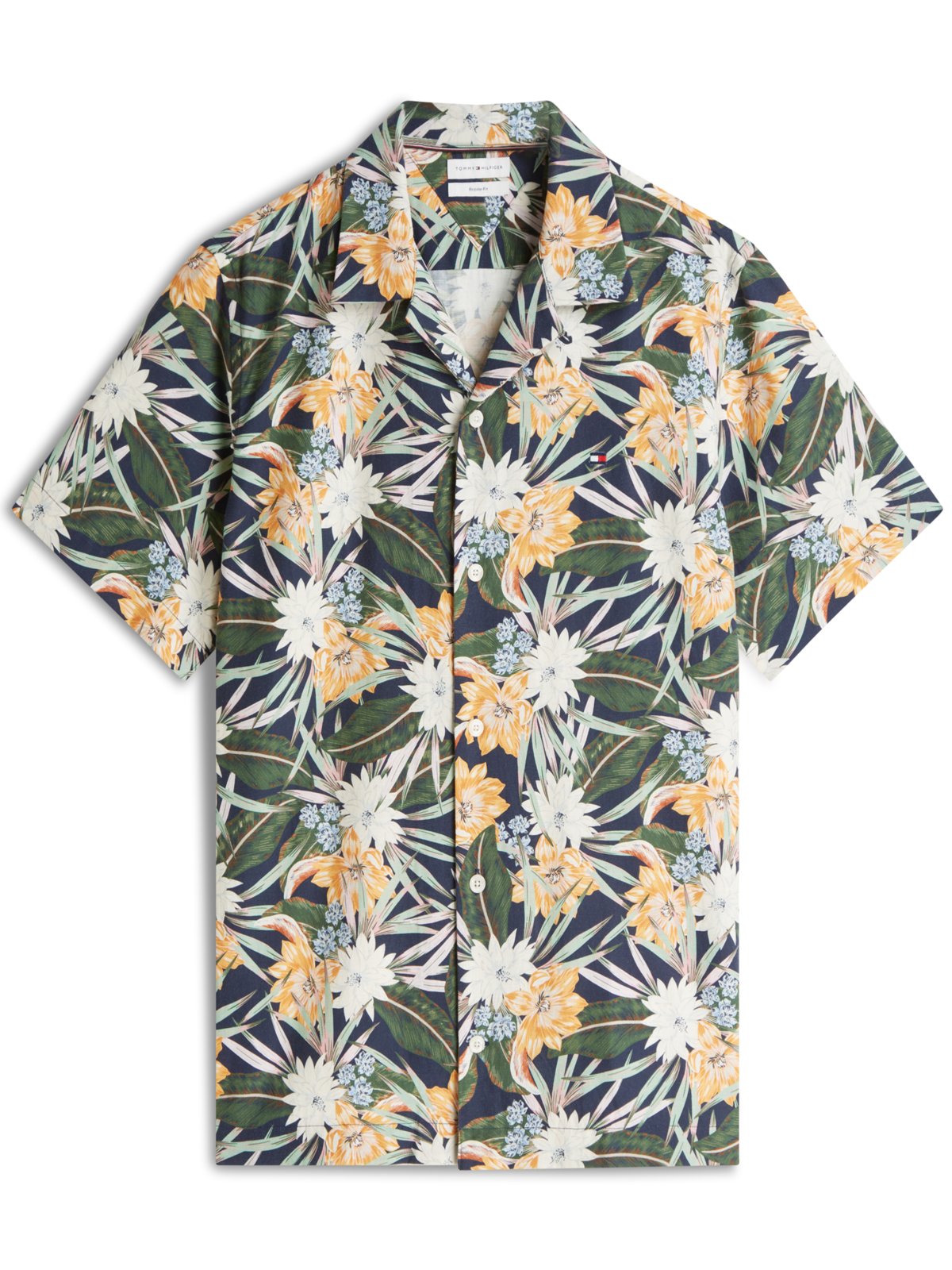 Kurzarmhemd mit floralem Print aus einem Baumwolle-Lyocell-Mix, Regular Fit