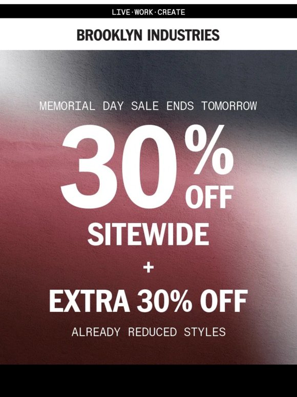 Ends Tomorrow: 30% Off Sitewide