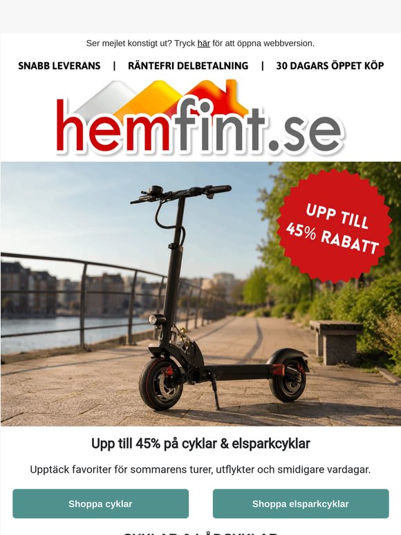 ⚡ Spara upp till 45% på elcyklar & elscootrar