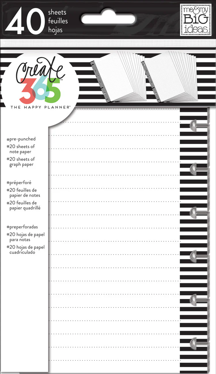 Image of Note & Graph Paper - B&W stripes - Mini