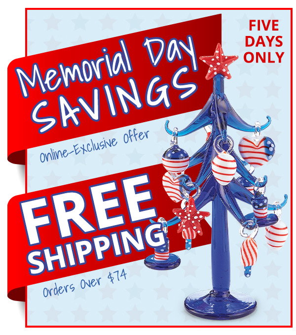 An image promoting free shipping at Potpourri Gift for the Memorial Day sale!
