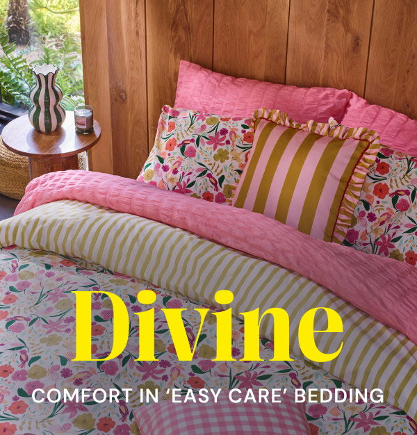 Divine comfort in easy care bedding. Brightly-coloured bedding.