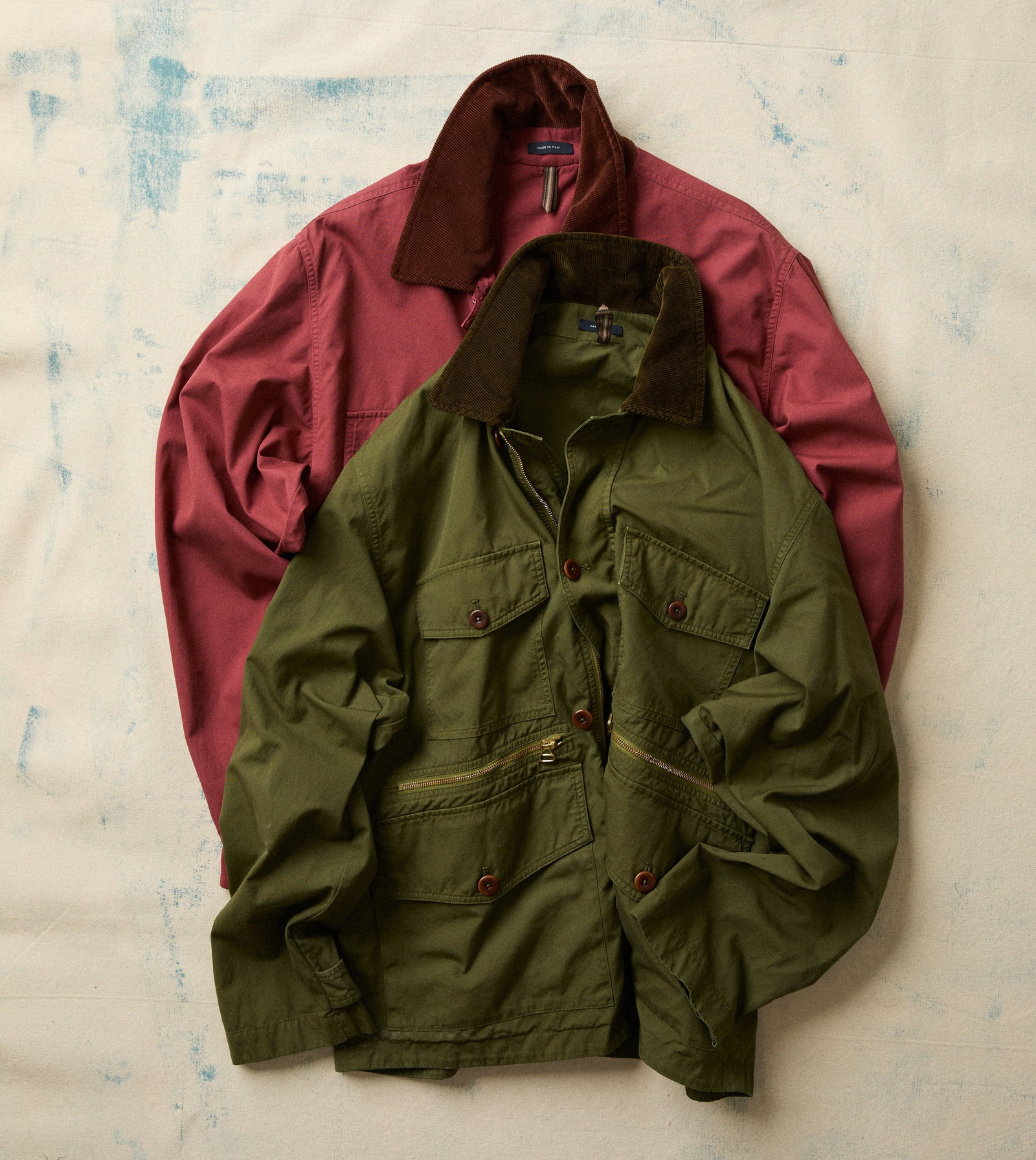 Image of Washed Olive Cotton Hiking Jacket