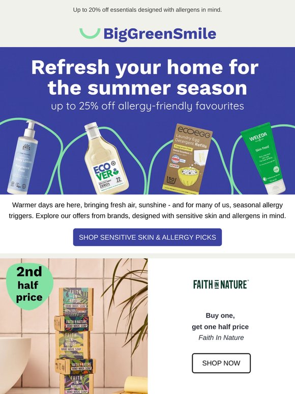 Up to 25% off allergy & fragrance-free picks
